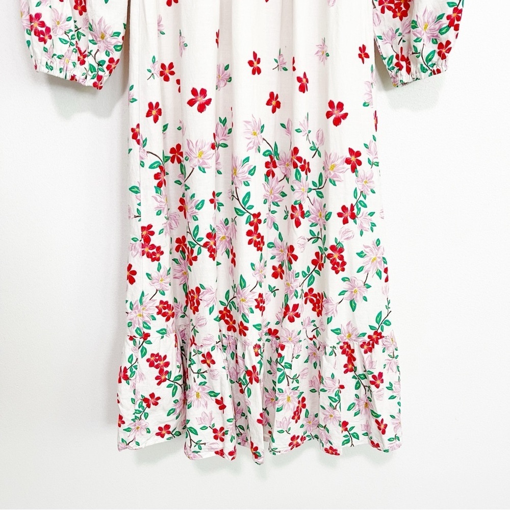 BOGO! Draper James Smocked Floral Linen Blend Midi Dress Size Small - Picture 9 of 11